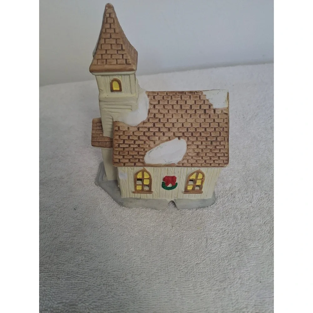 Vintage 1995 NOMA Ceramic Christmas Village Church Snow Capped Steeple Holiday